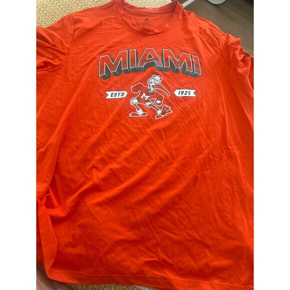 Miami Hurricanes adidas Short Sleeve Shirt men Orange Used XXL TOPS-119615 - Picture 3 of 6